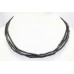 Beautiful 3 Line synthetic black onyx Beads Stones NECKLACE 17.5 inch M11